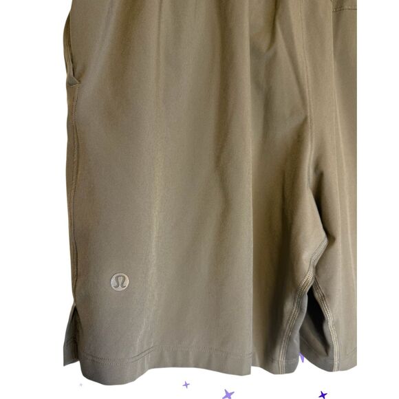 Lululemon Men’s Linerless Shorts Inside Drawstring Olive Active Comfort - Picture 3 of 7